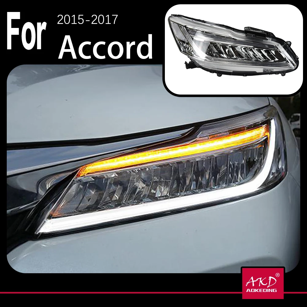 

AKD-Car Model Head Light Parts For Accord G9.5 2015-2017 Modified LED Lamps Headlights DRL Dual Projector Facelift