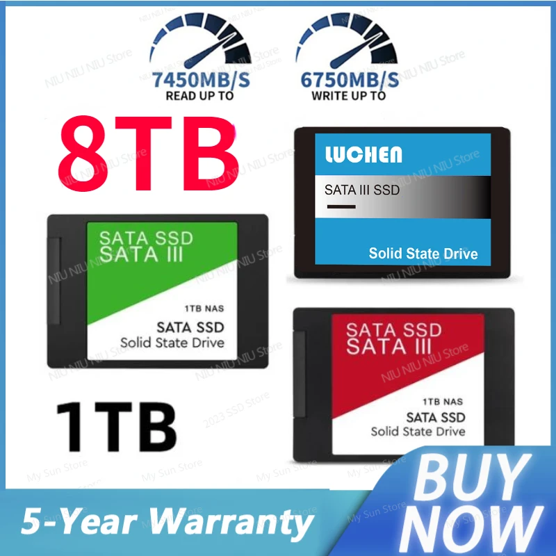 

2023 8TB High Speed 2.5Inch Portable SSD Sata III Hard Drive for Laptop Microcomputer Desktop 2TB Internal Solid State Hard Disk