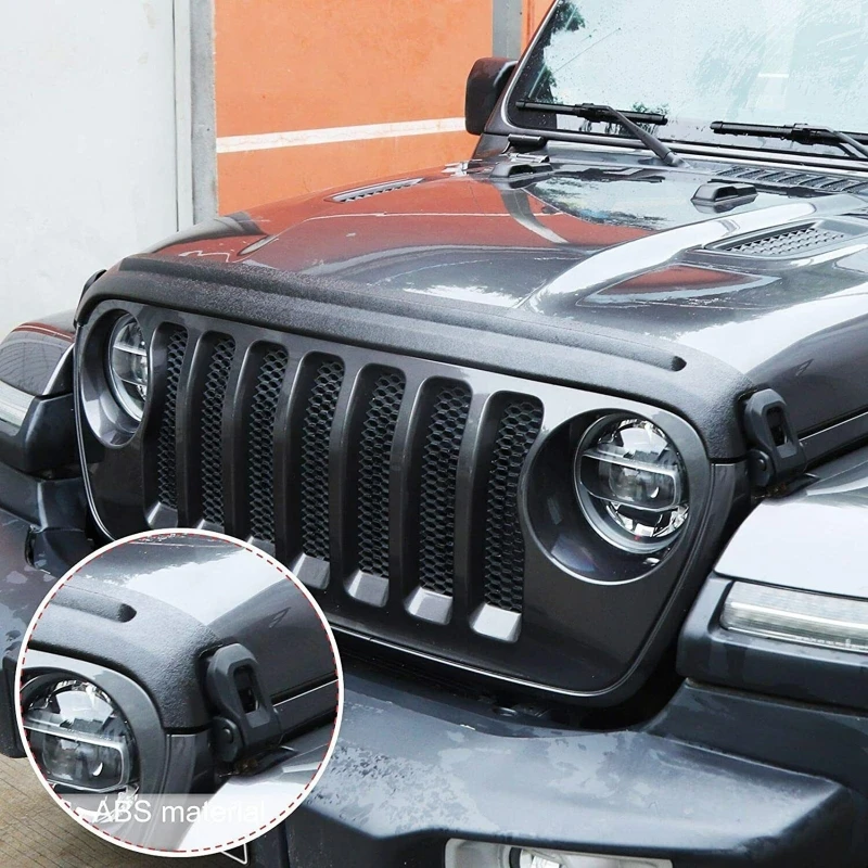 Фото Для JEEP Wrangler JK 2007-2017, JL, JLU, JT 2018+ Передний защитный экран от песка, камней и насекомых, дефлектор капота, отбойник от гравия №5