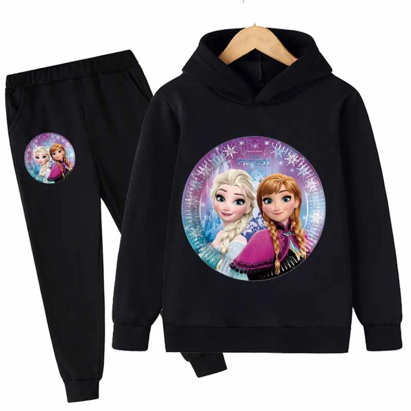 

Baby Girls Frozen Cotton Hoodies Sets Spring Autumn Cartoon Sweatshirts Trousers Clothes Suits Children Casual Costumes Outfits