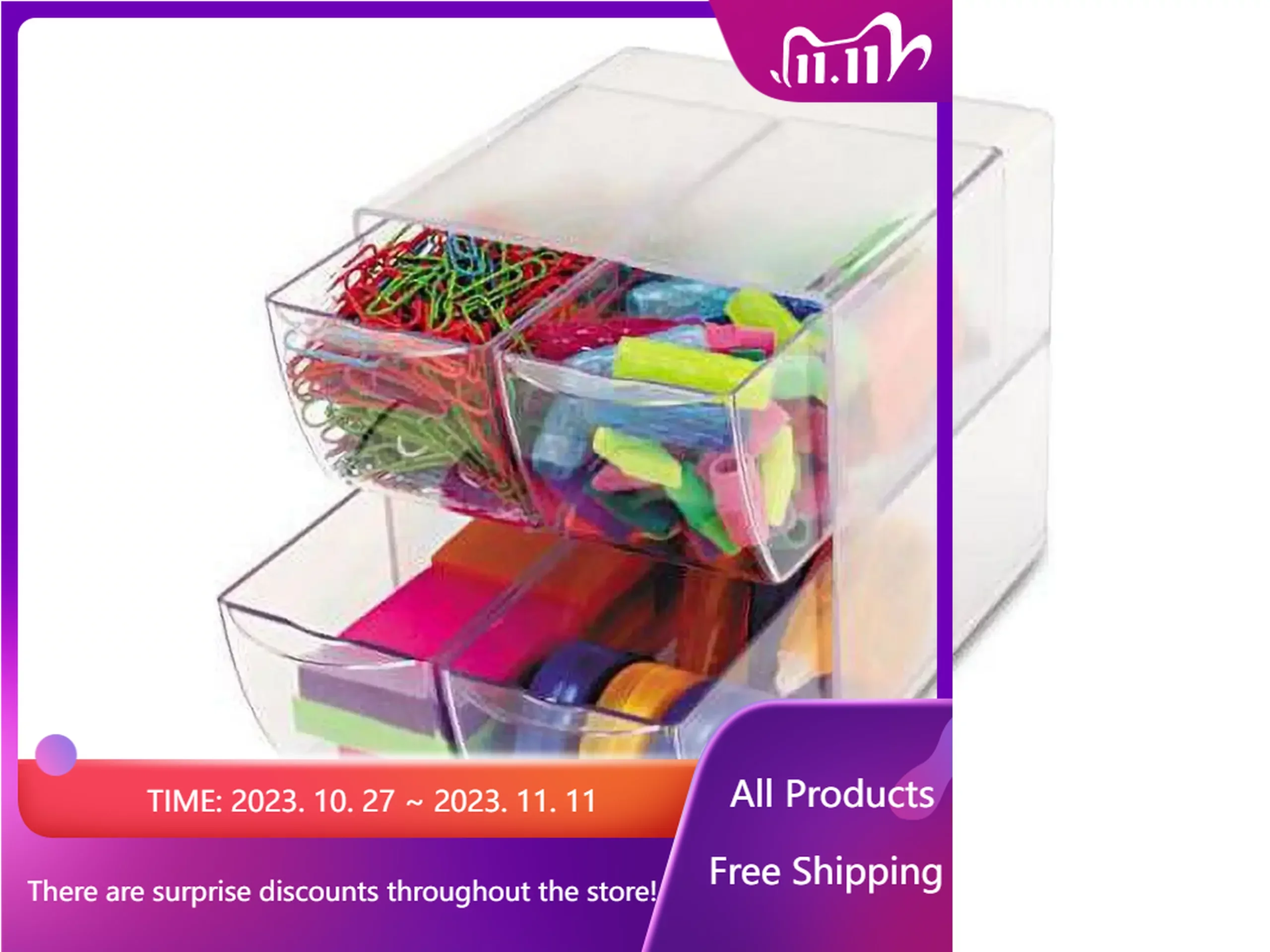 

Free Shipping Desk Cube, with Four Drawers, Clear Plastic, 6 X 7-1/8 X 6 Home Organization and Storage Desk Organiser