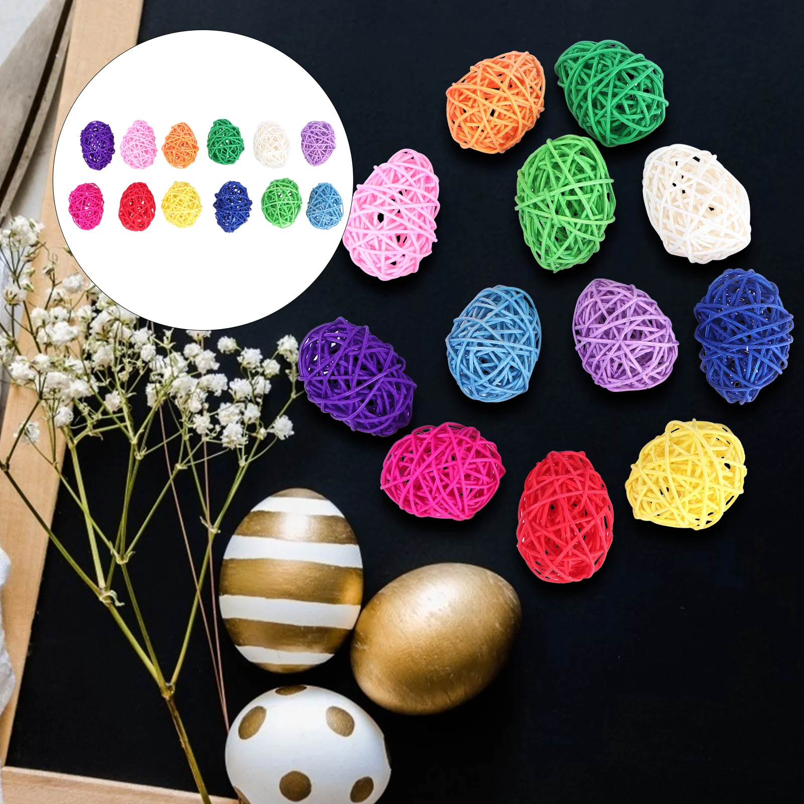 

Easter Eggs Rattan Egg Party Decorative Wicker Vase Woven Fillers Decor Ornament Decoration Ornaments Weaving Fabric Basket Toys