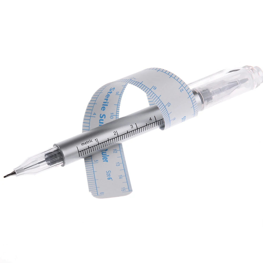 

HEALLOR 1 Set Microblading Tattoo Eyebrow Skin Marker Pen With Measure Measuring Ruler Tattoo Eyebrow Marker Pen