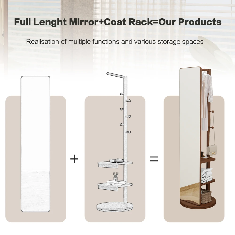 Зеркало в полный рост из массива дерева + резиновое дерево стекло 65 7*17 7 дюйма