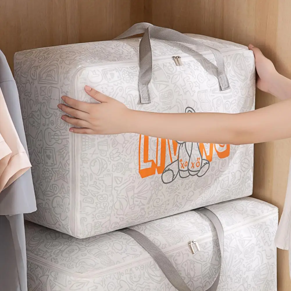 

Useful Quilt Storage Bag Space Saving Strong Handles Clothes Organizer Non-woven Fabric Portable Moving Luggage Bag