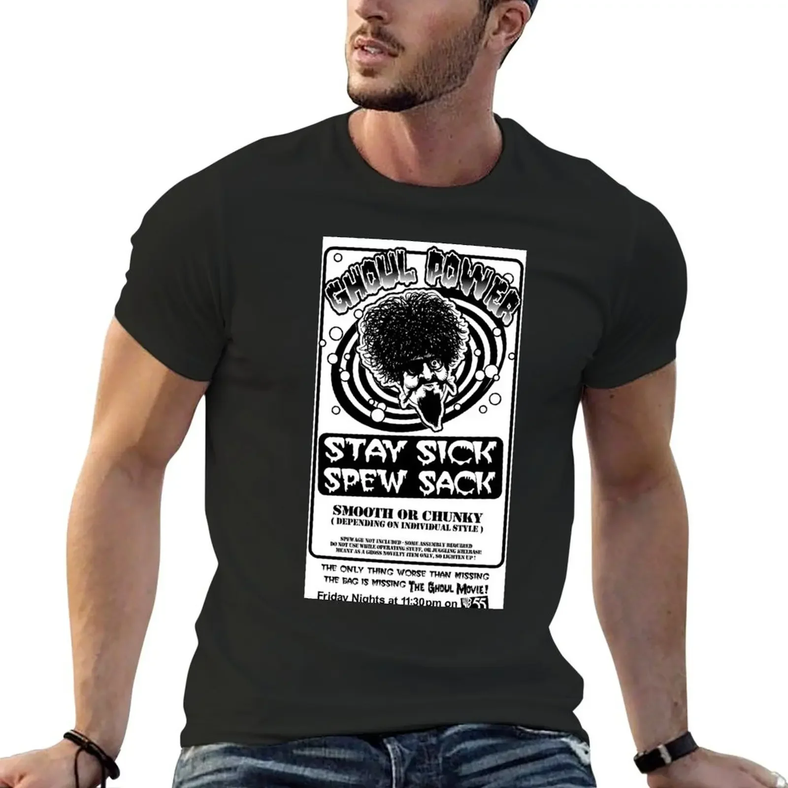 Футболка Ghoul Power Stay Sick Spew Sack блузка черные мужские забавные футболки