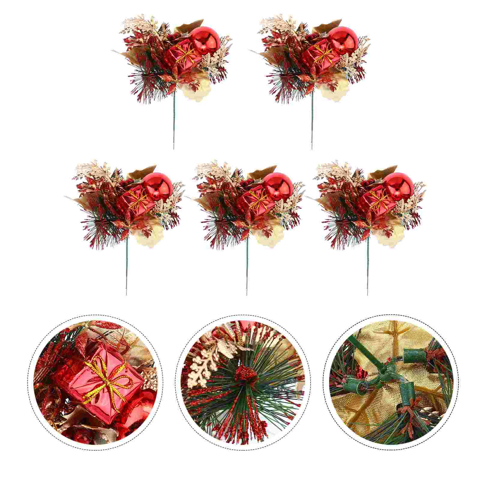 

5pcs Christmas Flower Decor Unique Exquisite Stylish Christmas Pine Ornament Christmas Adornment