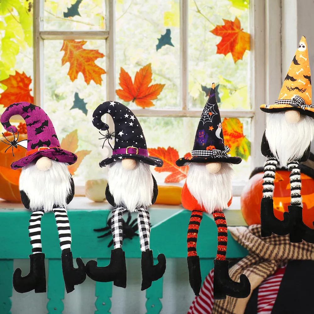 

Halloween Witch Gnomes Plush Decor Handmade Fall Tomte Swedish Gnome Autumn Faceless Doll Farmhouse Table Ornament Gifts