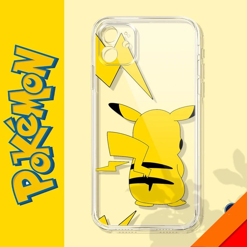 

Pokemon Pikachu Case For iPhone 12 13 Pro Max Mini 11 Pro Max X XR XS MAX SE2020 8 7 6 6S Plus Transparent Shockproof Cover