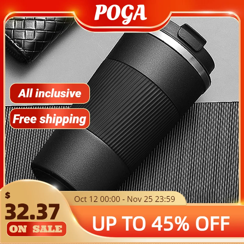 

380ml/510ml Coffee Thermos Mug with Non-slip Case Car Vacuum Flask Travel Double Stainless Steel Insulated Bottle
