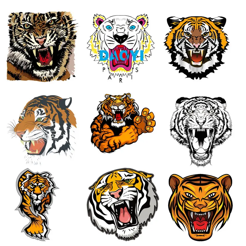 

Tiger Patches for Clothing Heat-transferable Textile Sticker Animal Iron on Transfers for Clothing Custom Label Sticker