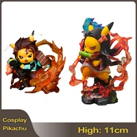 11cm pokemon pikachu figure cosplay demon slayer kamado nezuko tanjirou action figures doll pvc figurine anime model toys gifts