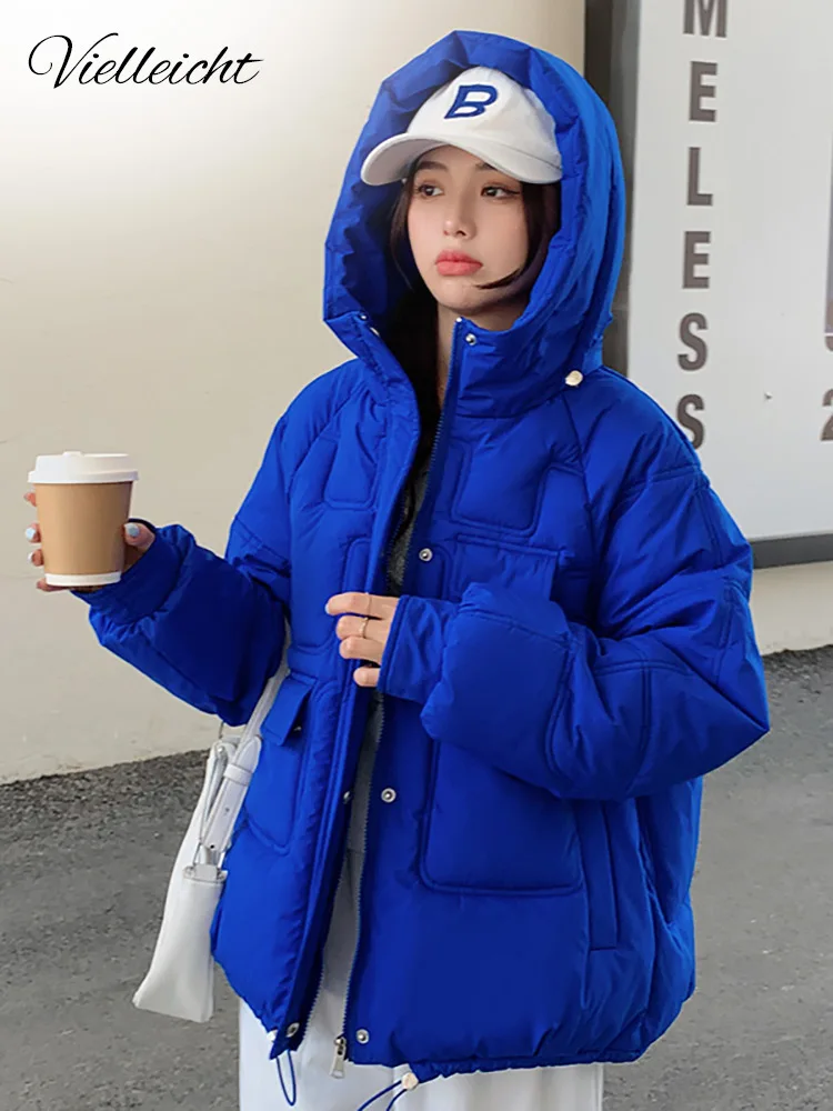 Vielleicht 2022 Cotton Padded Short Parkas New Hooded Down Winter Jacket Women 6 Colors Thick Warm Winter Coat Female Outerwear