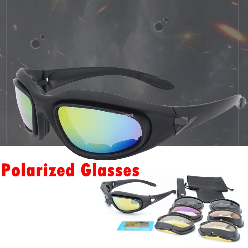 

Tactical Combat Sports Polarized Glasses Daisy C5 Military Airsoft Glasses 4 Lens Men Army Hunting Hiking Glasses Eyewear