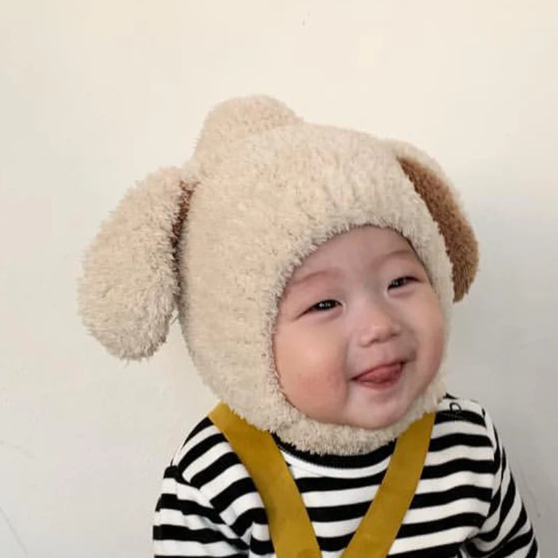 

INS Baby Autumn Winter Korean Rabbit Ears Antler Ox Horn Plush Warm Ear Protection Cap for Boys and Girls Photography Props