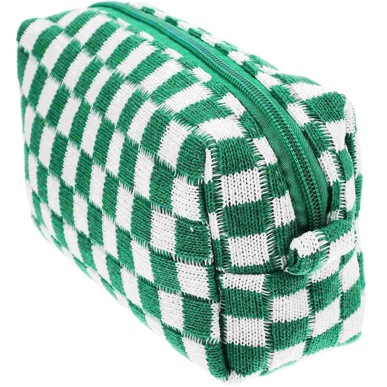 

Storage Bag Miss Little Girls Makeup Kit Checkered Pouch Organizer Cloth Outdoor Toiletries