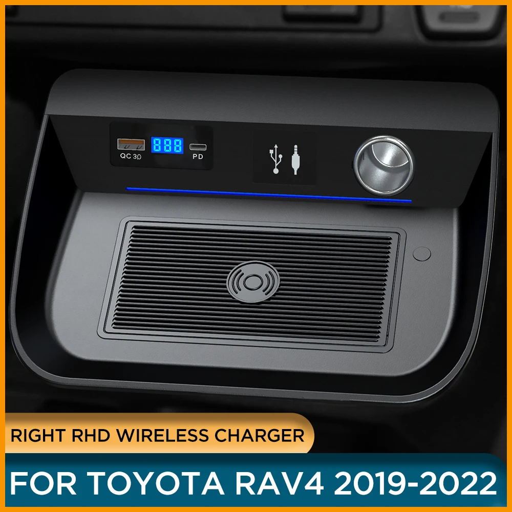 

Right RHD Qi 3-Coil Wireless Mobile Phone Charger For Toyota RAV4 2022 2021 Car Wireless Fast Charging Plate For RAV4 2019 2020
