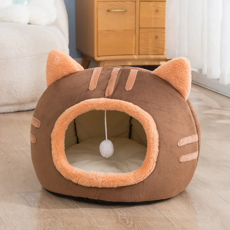 

Pet Cat House Removable Washable Dog Kennel Cat Beds Non-slip Kitten Cat Nest Small Dog Bed Winter Warm Puppy Sleep Pet Supplies