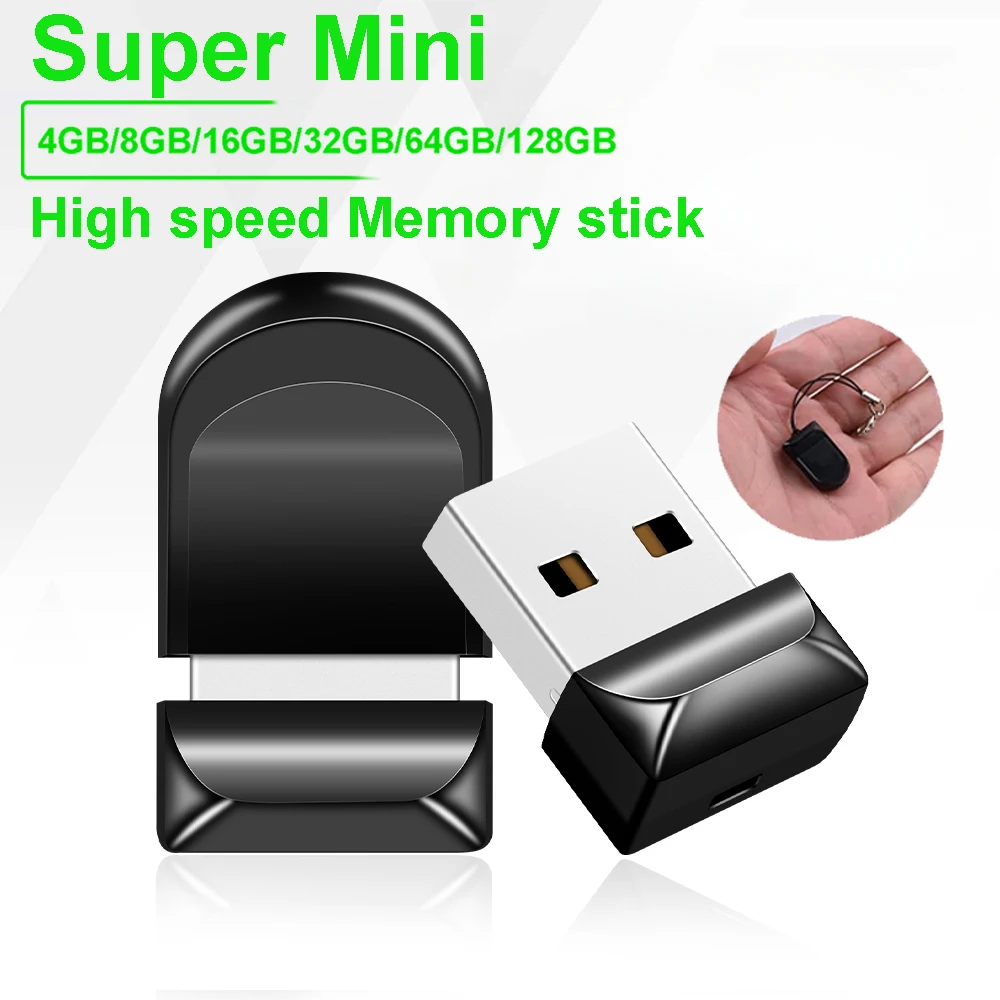 Супер мини-USB-флеш-накопитель 128 ГБ 100% настоящая емкость 64 бесплатный брелок для