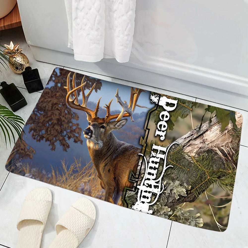 

Deer Hunter Doormat Print Non-slip Absorbent Carpet Kitchen Hallway Bedroom Entrance Doormat Rugs Home Decoration Carpets