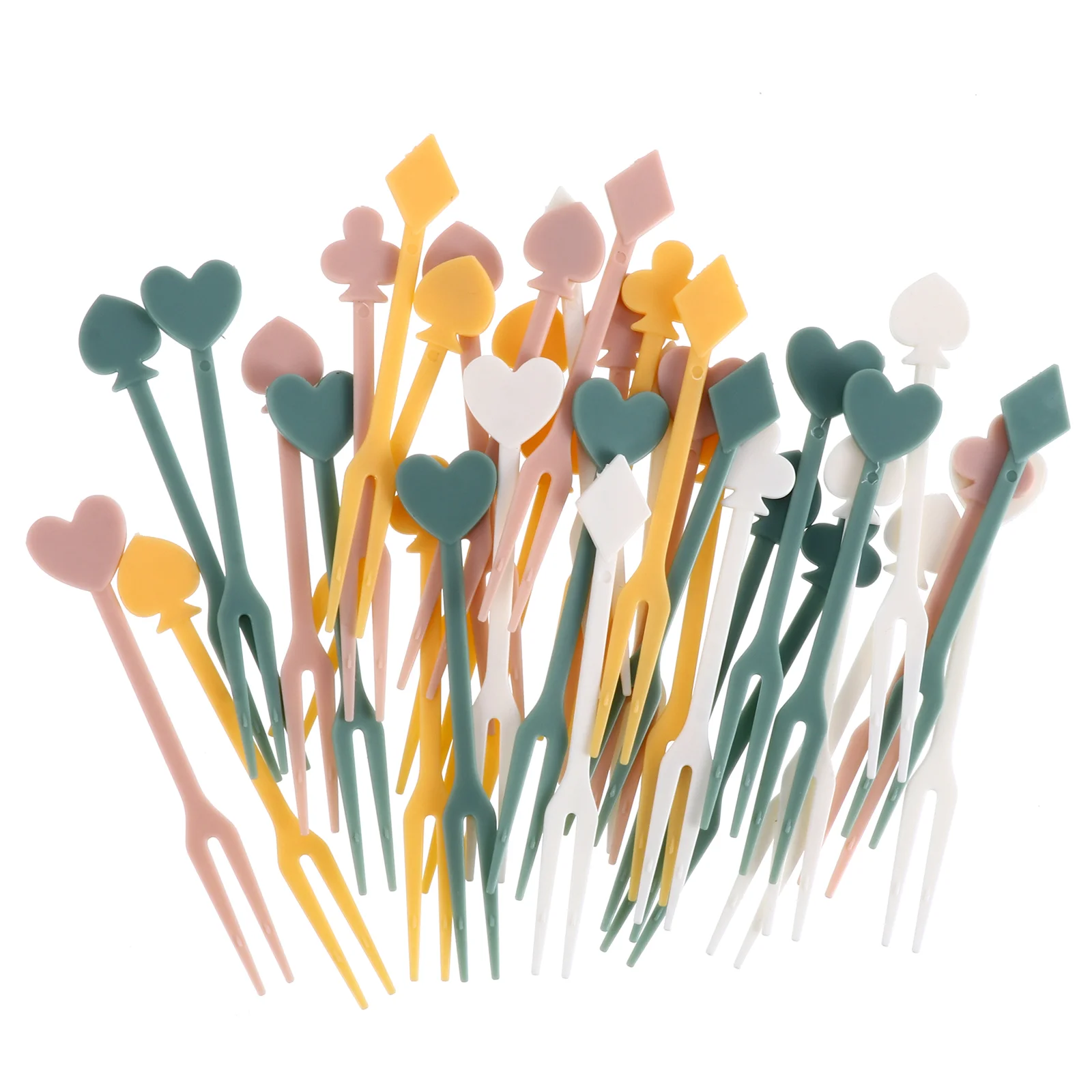 

2 Sets/72pcs Disposable Fruit Stick Plastic Fruit Fork Creative Eat Stick