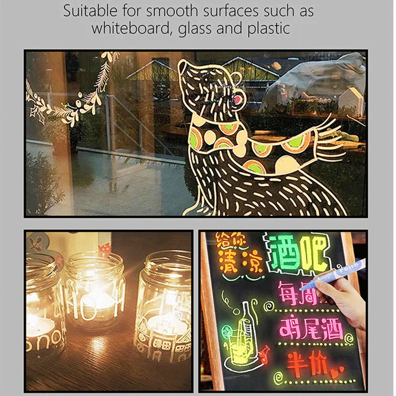 Liquid Chalk Markers, 8mm 12 colors Premium Window Chalkboard Neon Pens, Painting and Drawing for Kids Adults Bistro Restaurant, images - 6
