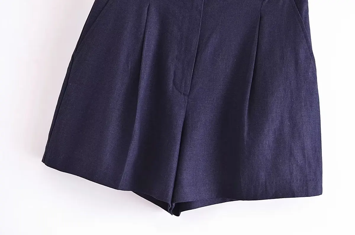 Withered French Ladies Country Style Linen Bermuda Fashion Casual Loose Summer Shorts Women