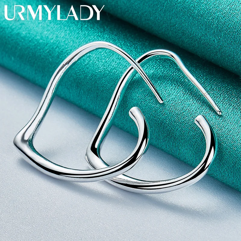 

URMYLADY 925 Sterling Silver Heart Lover Earrings Hoop Earrings for Women Wedding Engagement Fashion Charm Jewelry