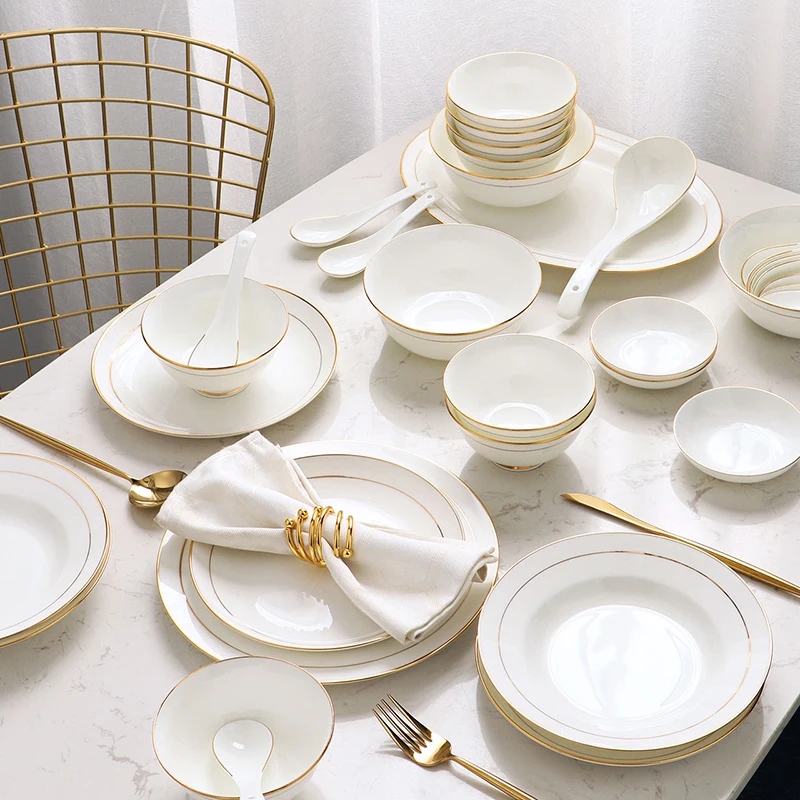 

Japanese Ceramic Tableware White Bowl Korean Kitchen Plates Sets Utensils Panelas Para Cozinha Conjunto Home Decoration