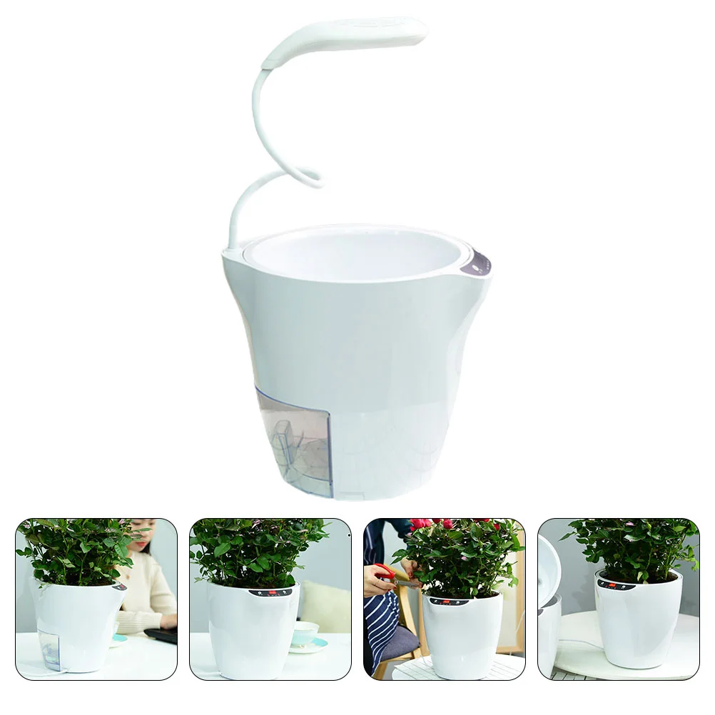 

1Pc Smart Flower Bowl Flowerpot Succulent Plant Pot with Light Bulb (White)