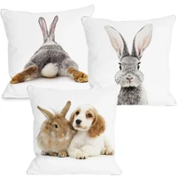 rabbit bunny cushion cover cute animals dogs cats print polyester white pillow case polyester two side printing pillowcase 45x45