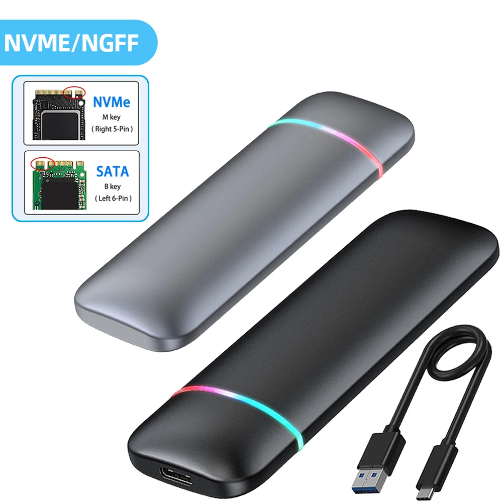 

M2 SSD Case NVMe/NGFF External Hard Drive Storage Box 10Gbps USB3.1 USB C SSD Enclosure Adapter for M.2 SSD 2230 2242 2260 2280