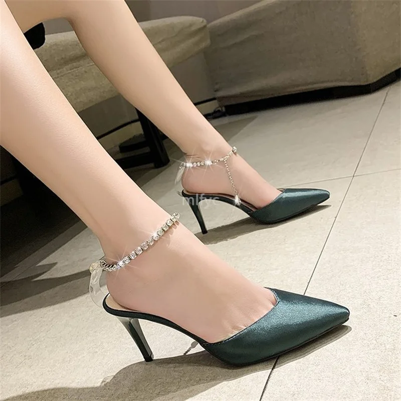 

Новинка лета 2021, туфли на высоком каблуке, металлическая цепочка, украшение для стопы, стилет, искусственные сандалии для женщин