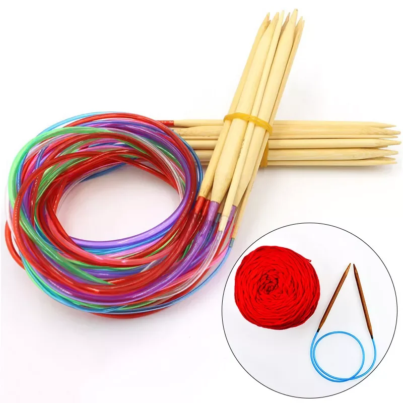 

40/60/80/100/120cm Bamboo Circular Ring Sewing Needles 2-10mm Size Crochet Hook Thick Sweater Knitting Needles Carpet Tool