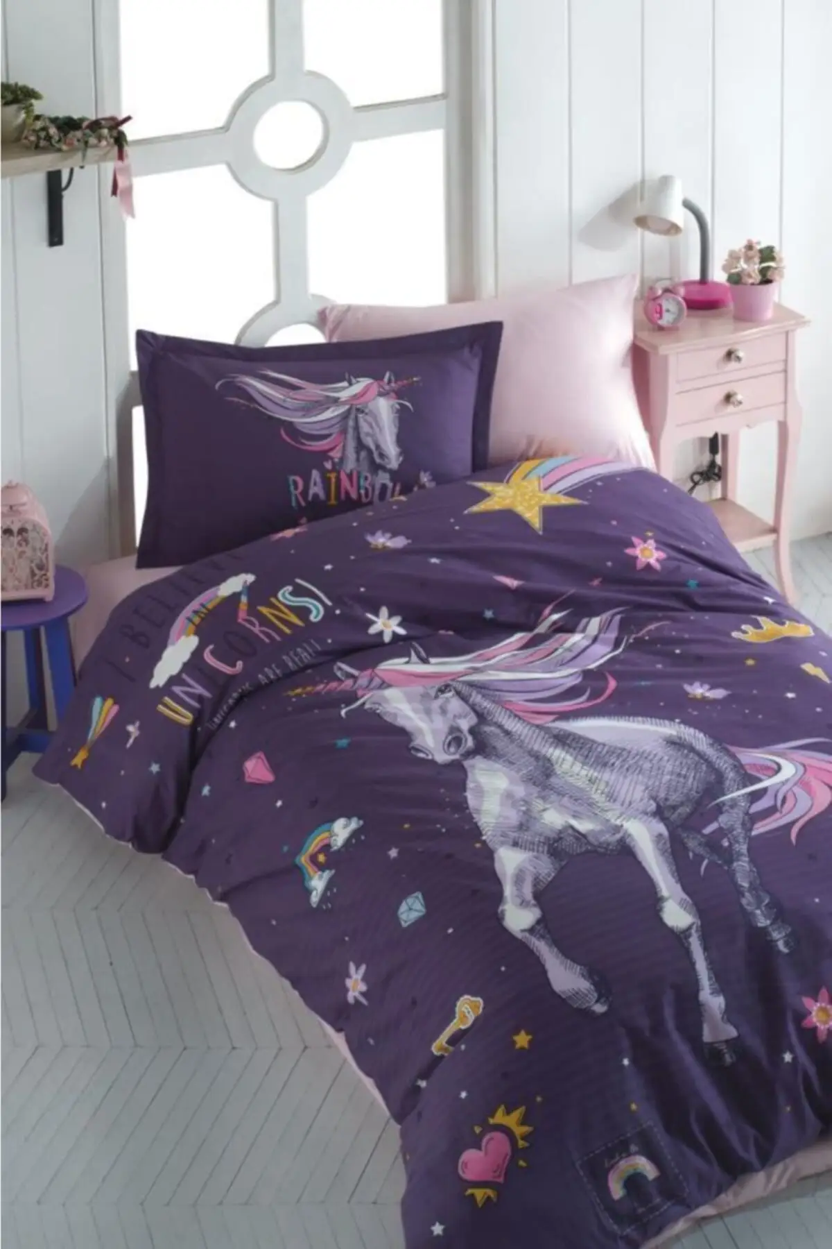 

Комплект постельного белья Clasy радужно-фиолетового цвета, пододеяльник 160x220, простыня 180x240, наволочка 50x70, европейский размер, 100% хлопок