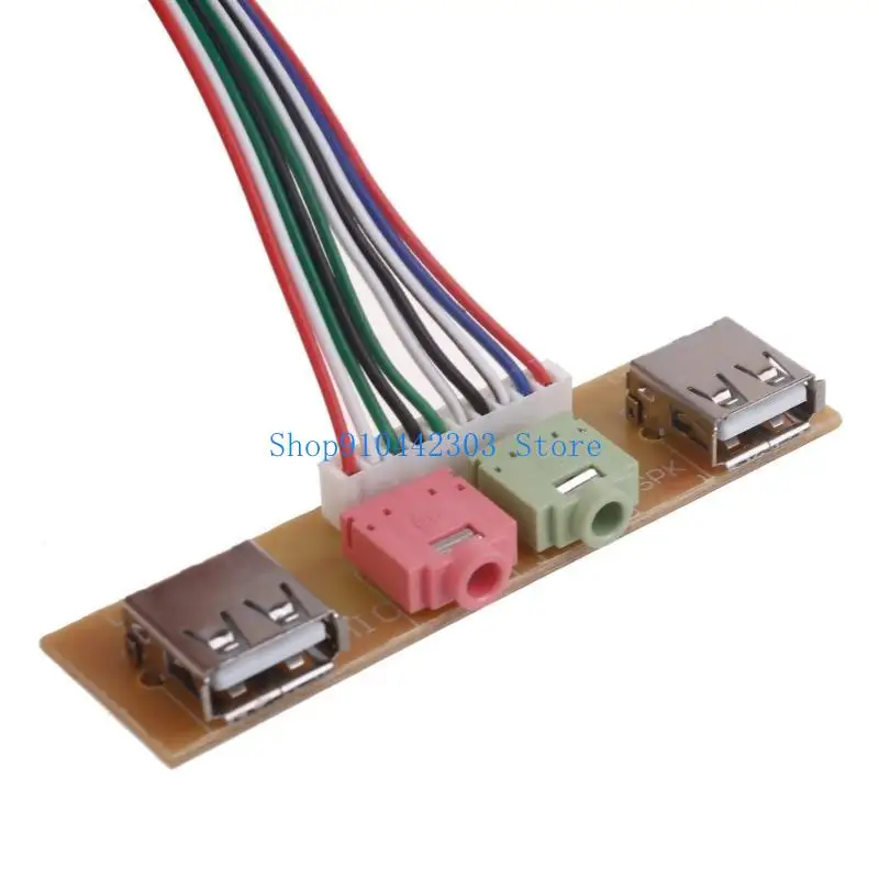 Фото 652F 2 порта USB 2.0 ПК Компьютер для корпуса Передняя панель Кабель с аудиоразъемом DualUSB №4