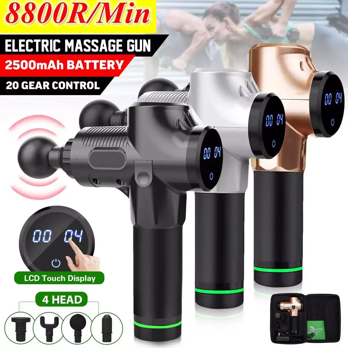 

NEW2023 8800R/Min Muscle Massage Gun Body Shoulder Back Neck Massager Exercising Athletes Relaxation Slimming Shaping Pain Relie