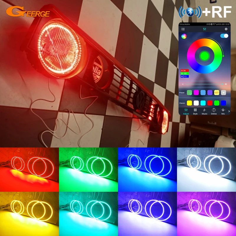 Для Volkswagen VW Golf Mk1 Mk2 GTI Фара RF Remote BT App Многоцветный ультра яркий RGB светодиодный