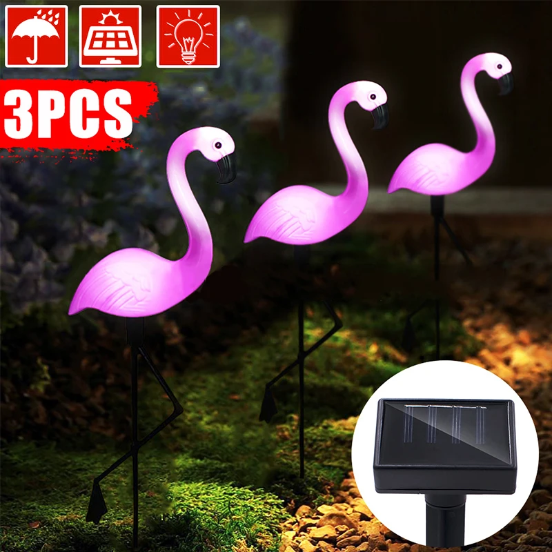 3Pack Solar Flamingo Stake Light Led Lawn Lamp Outdoor Solar Light for Garden Decorative Waterproof  Landscape Garden Yard Lamp