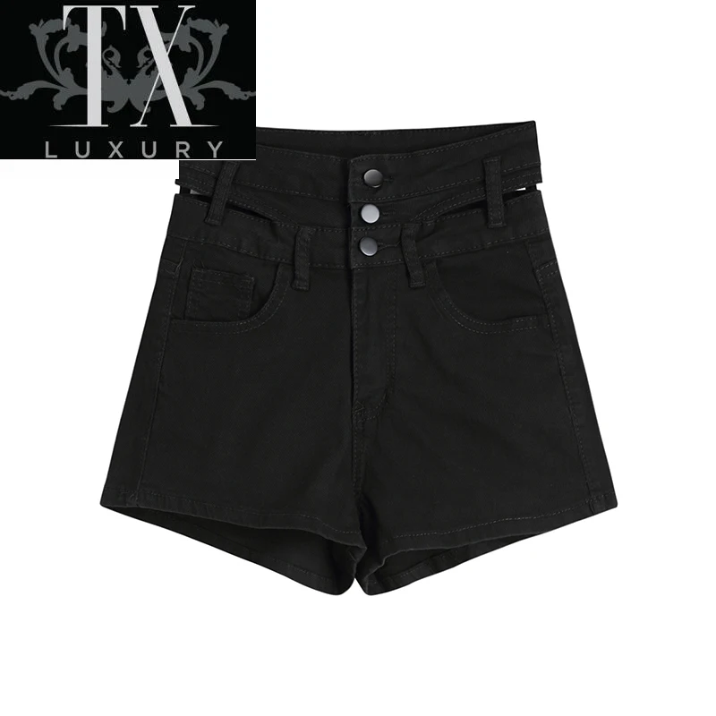 

Sexy High Straight Tube Jeans For Women Summer New Style Hollow Waist Design Lady Hot Denim Shorts Streetwear