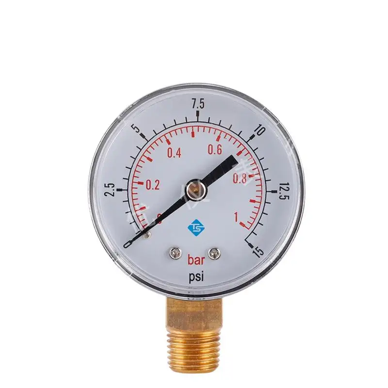 Фото 0-1бар/0-15psi 1/4BSPT Радиальный манометр для измерения давления воздуха, воды, гидравлического масла №1