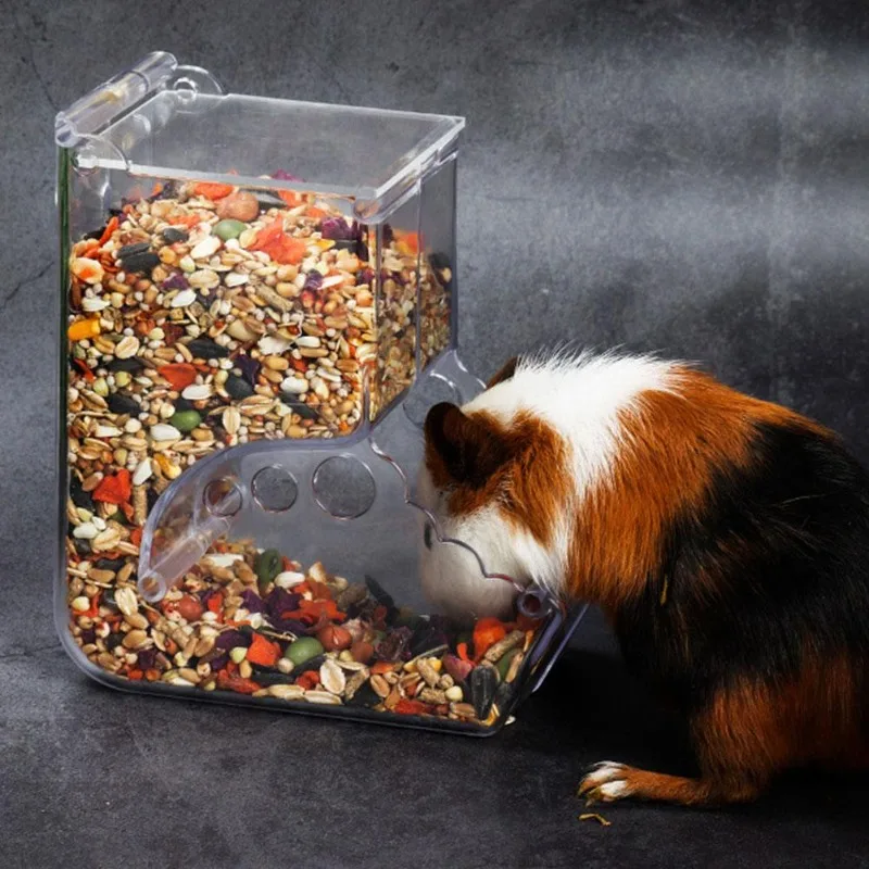 

Hamster Rabbit Food Dispenser Feeder Plastic Clear Automatic Pet Feeder For Hamster Guinea Pigs Rabbit Food Bowl Container