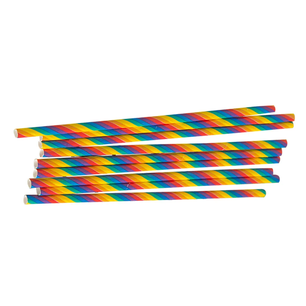 

100pcs Disposable Paper Straws Eco-friendly Degradable Drinking Straws Rainbow Color Paper Pipettes Party Decoration Supplies