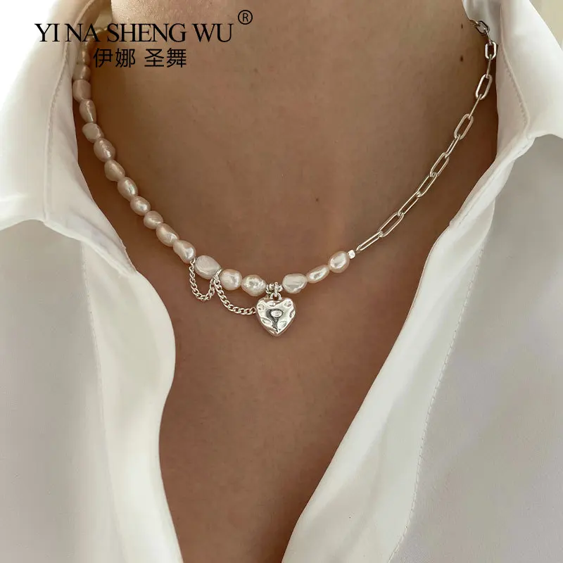 Женское Ожерелье серебряного цвета модная Асимметричная цепочка в стиле хип-хоп