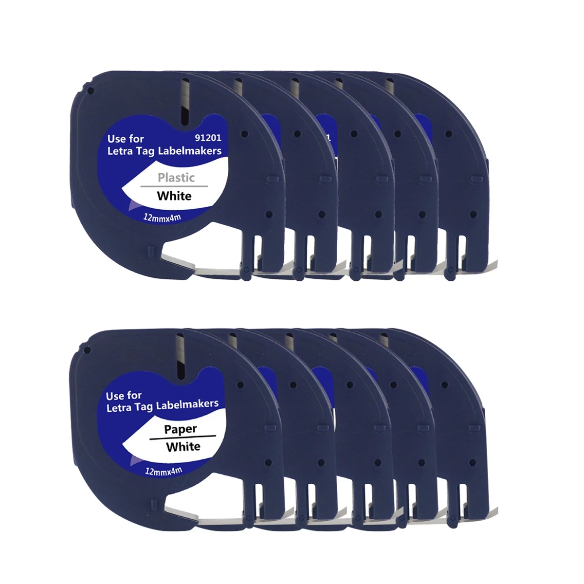 

10Pcs Label Maker Refills for Letratag Refills 12mm x 4M White Plastic Label Tape for Letra Tag Plus Label Maker
