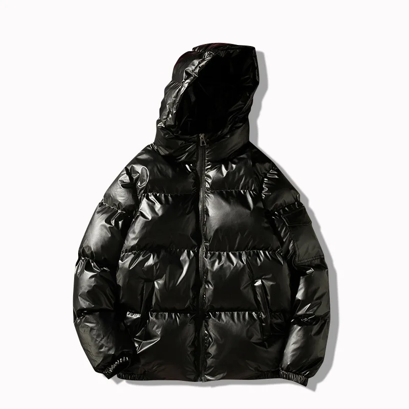 Women's and Men Down Jacket Winter Glossy Silver/Black/Gold/Blue Plus Size Hooded Parka Outwear Down Padded Coats Female 2023