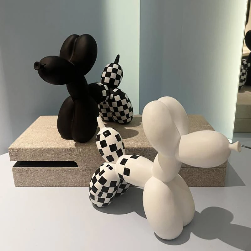 

Nordic Home Decor Creative Balloon Dog Resin Sculpture Lattice Dog Statue Living Room Desktop Crafts Ornament Animal Figurines