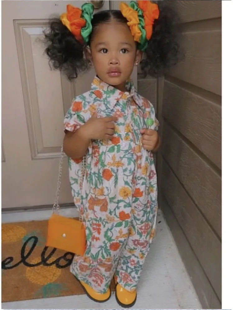 

Детский комбинезон с цветочным принтом, на возраст 2-7 лет