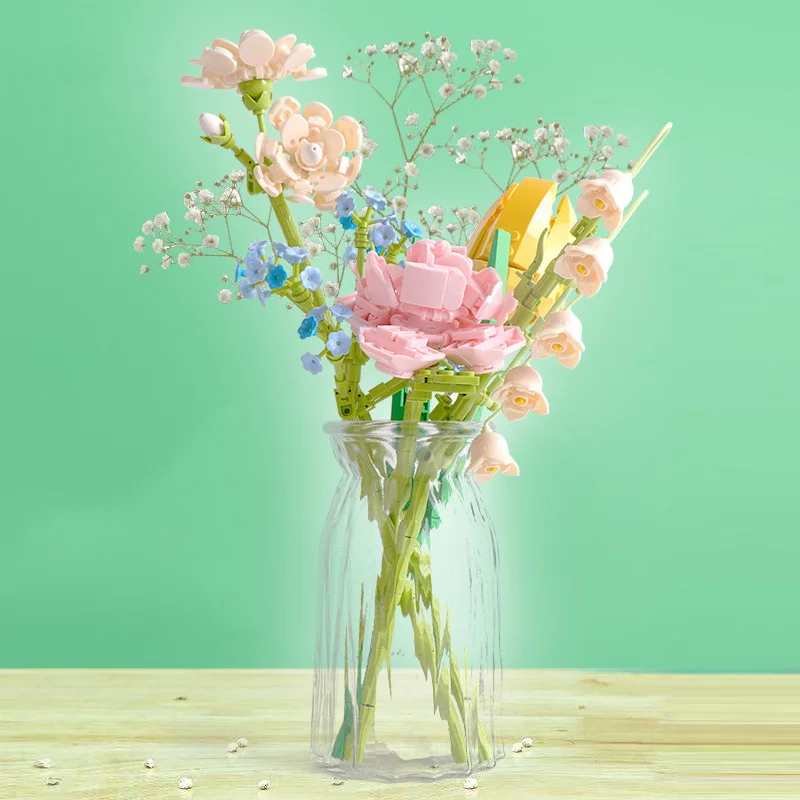 Набор строительных блоков букет цветов кирпичная игрушка для детей миниатюрные