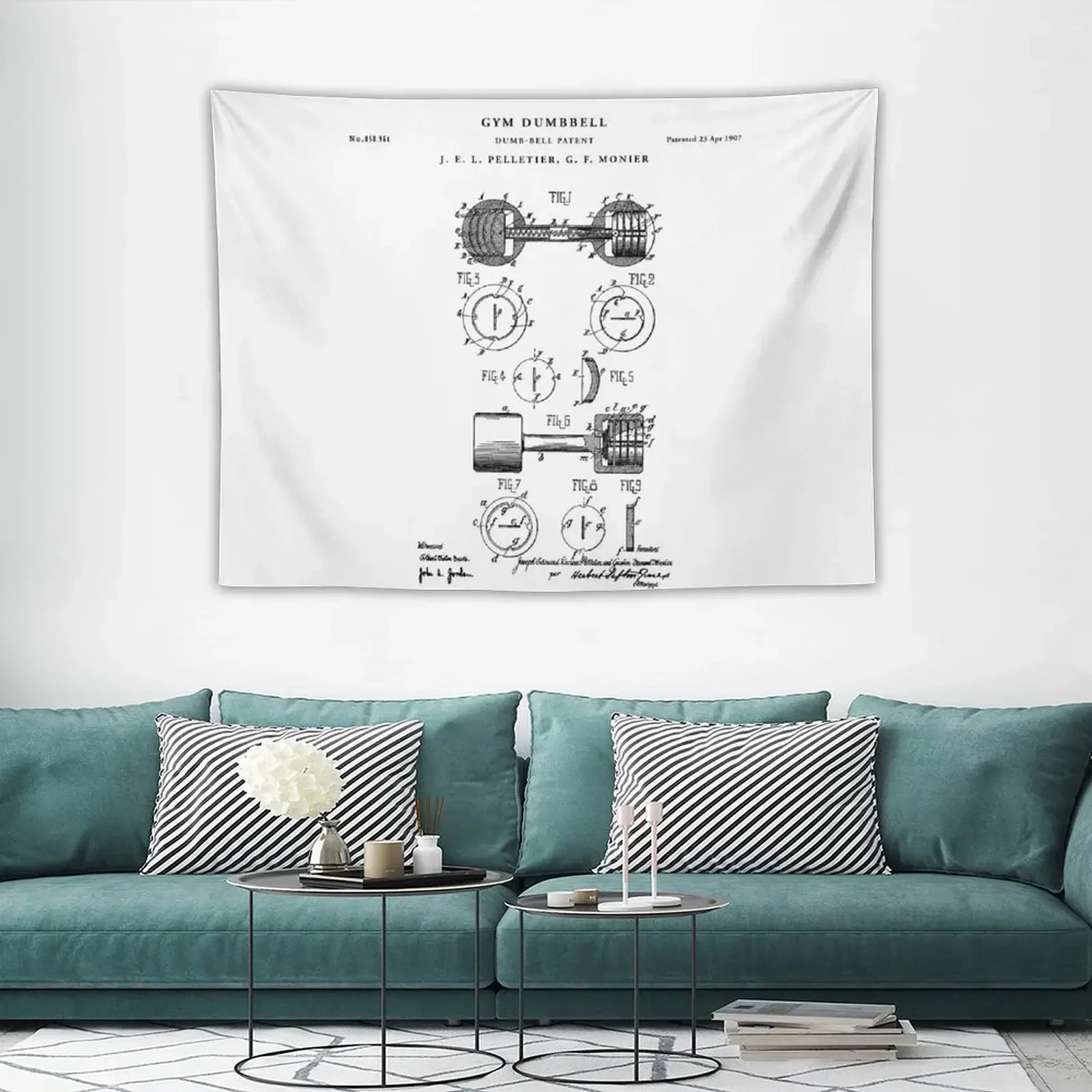 Патентный гобелен для спортзала Dubbell украшения комнаты эстетический дома